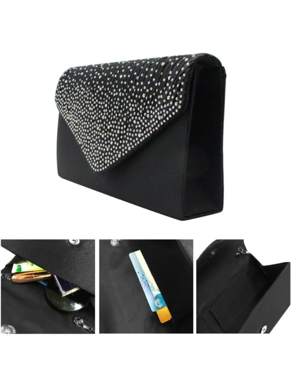 〽️ Women’s Black Clutch Purse Bridal Wedding Party Evening Shoulder Bag